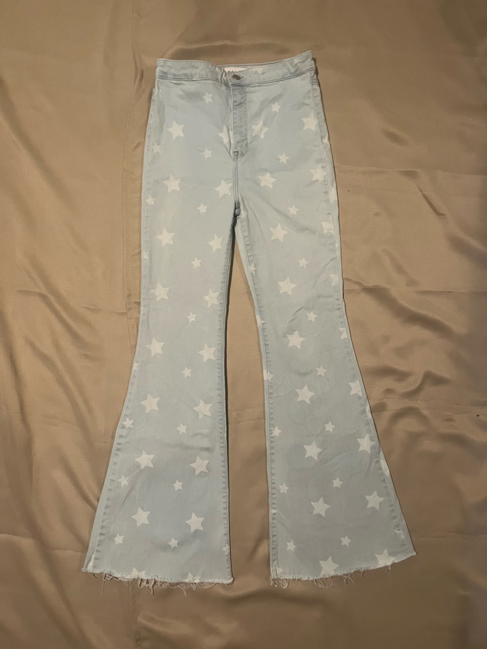 Cello Light Blue bell bottom Jeans with White Star Print